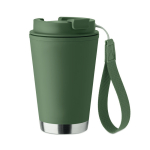 Verre à double paroi à emporter avec sangle RPET 300 ml couleur vert foncé huitième vue