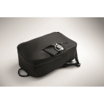 Sac à dos noir pour ordinateur portable en RPET imperméable 16 pouces couleur noir vue photographique
