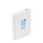 Batterie externe 5000 mAh à charge rapide, compatible avec les PC couleur blanc vue avec zone d'impression