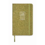 Carnet A5 à couverture rigide en matériaux recyclés, pages lignées couleur vert deuxième vue principale