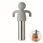 Infuseur à thé en inox en forme de petit bonhomme en silicone couleur gris
