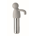 Infuseur à thé en inox en forme de petit bonhomme en silicone couleur gris troisième vue