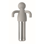 Infuseur à thé en inox en forme de petit bonhomme en silicone couleur gris quatrième vue