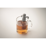Infuseur à thé en inox en forme de petit bonhomme en silicone couleur gris quatrième vue photographique