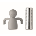 Infuseur à thé en inox en forme de petit bonhomme en silicone couleur gris sixième vue