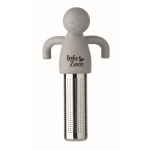 Infuseur à thé en inox en forme de petit bonhomme en silicone couleur gris vue principale
