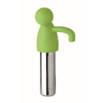 Infuseur à thé en inox en forme de petit bonhomme en silicone couleur vert lime septième vue