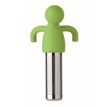 Infuseur à thé en inox en forme de petit bonhomme en silicone couleur vert lime huitième vue