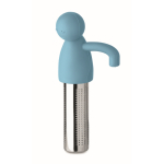Infuseur à thé en inox en forme de petit bonhomme en silicone couleur bleu ciel septième vue