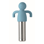 Infuseur à thé en inox en forme de petit bonhomme en silicone couleur bleu ciel huitième vue