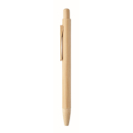 Stylo à bille entièrement en bambou, encre bleue couleur bois troisième vue
