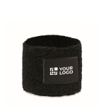 Bracelet de sport en polycoton avec patch personnalisable couleur noir vue avec zone d'impression