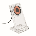 Support transparent pour téléphone avec chargeur sans fil 15W couleur transparent