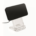 Support transparent pour téléphone avec chargeur sans fil 15W couleur transparent troisième vue