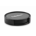 Set de 4 sous-verres avec support assorti en similicuir couleur noir vue principale