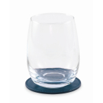 Sous-verre rond en similicuir à personnaliser couleur bleu marine troisième vue