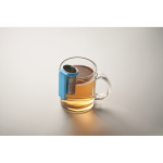 Infuseur à thé en acier inoxydable avec crochet en plastique couleur turquoise troisième vue photographique