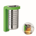 Infuseur à thé en acier inoxydable avec crochet en plastique couleur vert lime