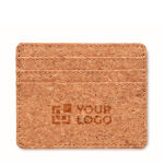 Porte-cartes en liège avec 3 cartes et un compartiment principal couleur beige vue avec zone d'impression