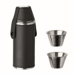 Flasque en acier inoxydable avec 2 petits verres de 230 ml et 20 ml couleur noir