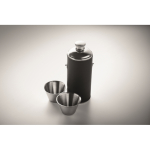 Flasque en acier inoxydable avec 2 petits verres de 230 ml et 20 ml couleur noir troisième vue photographique