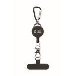Support rétractable pour téléphone portable ou badge couleur noir vue avec zone d'impression
