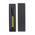Stylo à bille rotatif fabriqué en matériaux recyclés, encre bleue couleur vert troisième vue