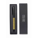Stylo à bille rotatif fabriqué en matériaux recyclés, encre bleue couleur vert troisième vue principale