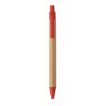 Stylo à bille en bambou et paille de blé, encre bleue couleur rouge troisième vue