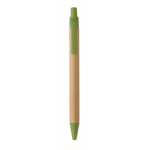 Stylo à bille en bambou et paille de blé, encre bleue couleur vert troisième vue