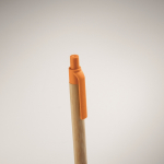 Stylo à bille en bambou et paille de blé, encre bleue couleur orange deuxième vue photographique
