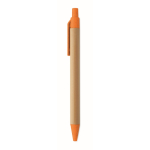 Stylo à bille en bambou et paille de blé, encre bleue couleur orange quatrième vue