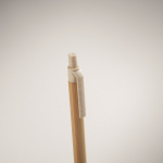 Stylo à bille en bambou et paille de blé, encre bleue couleur beige deuxième vue photographique