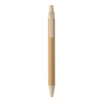 Stylo à bille en bambou et paille de blé, encre bleue couleur beige troisième vue