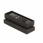 Set avec un stylo à bille bleu et un stylo roller noir dans un étui couleur noir