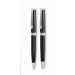 Set avec un stylo à bille bleu et un stylo roller noir dans un étui couleur noir quatrième vue
