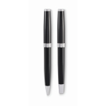 Set avec un stylo à bille bleu et un stylo roller noir dans un étui couleur noir dixième vue
