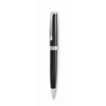 Stylo rotatif en acier inoxydable recyclé dans un étui, encre bleue couleur noir deuxième vue