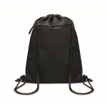 Sac à dos à cordons en RPET et PU avec une poche avant couleur noir