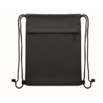 Sac à dos à cordons en RPET et PU avec une poche avant couleur noir deuxième vue