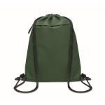Sac à dos à cordons en RPET et PU avec une poche avant couleur vert foncé
