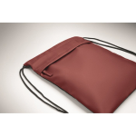 Sac à dos à cordons en RPET et PU avec une poche avant quatrième vue photographique