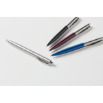 Stylo à bouton-poussoir en acier inoxydable dans un étui, encre bleue couleur noir cinquième vue photographique