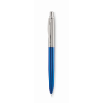 Stylo à bouton-poussoir en acier inoxydable dans un étui, encre bleue couleur bleu