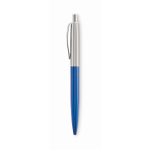 Stylo à bouton-poussoir en acier inoxydable dans un étui, encre bleue couleur bleu septième vue