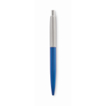 Stylo à bouton-poussoir en acier inoxydable dans un étui, encre bleue couleur bleu huitième vue