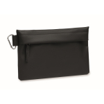 Pochette en polyester et PU avec mousqueton sur le côté couleur noir