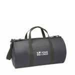 Sac de voyage en polyester et PU avec des poches latérales couleur bleu vue avec zone d'impression