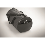 Sac de voyage en polyester et PU avec des poches latérales couleur gris foncé troisième vue photographique
