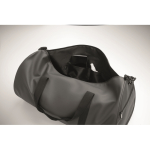 Sac de voyage en polyester et PU avec des poches latérales couleur gris foncé sixième vue photographique